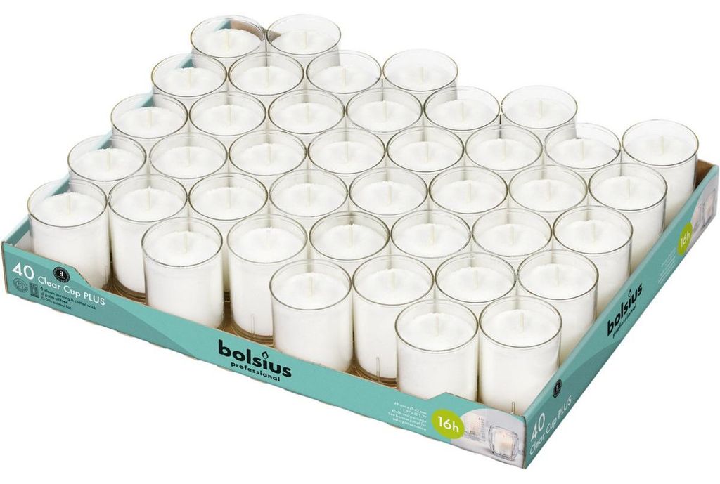 Bolsius Horeca Clear Cups 55/42 Tray 40 Transparant (40 Productafbeelding 