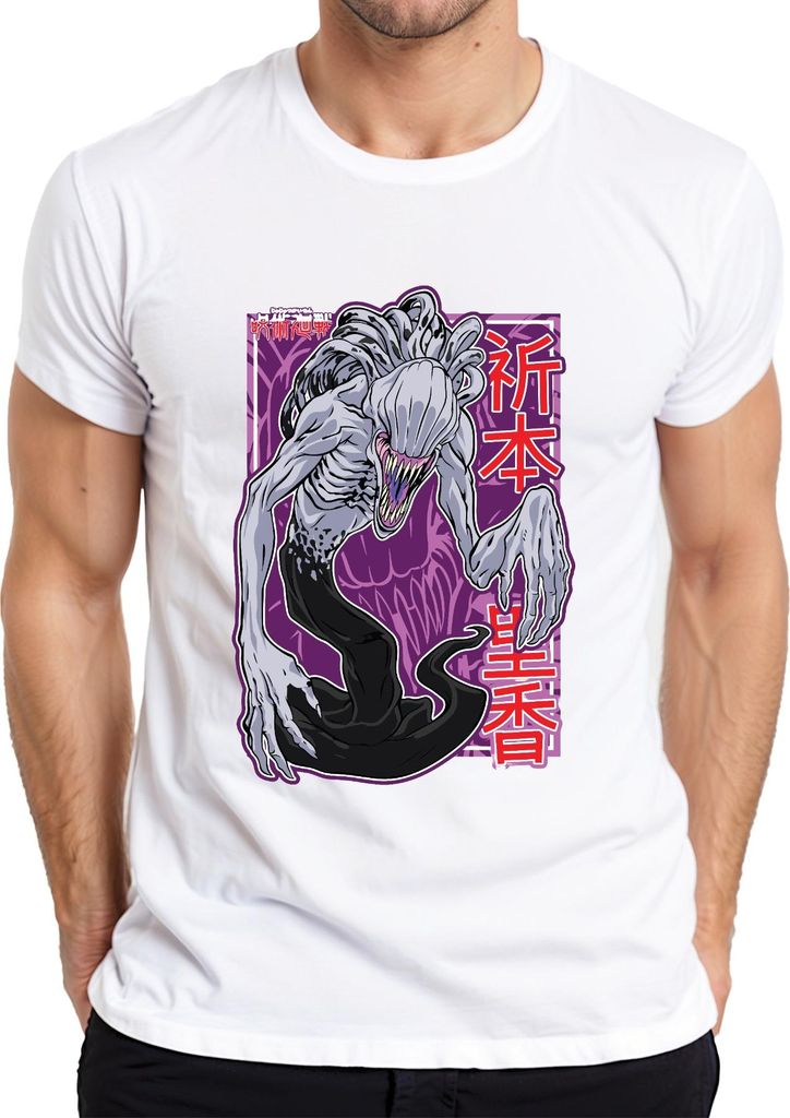 Eldritch Monster mit Klauen und Kanji Horror Geschenk Halloween Herren T-Shirt, Weiß, 3XL