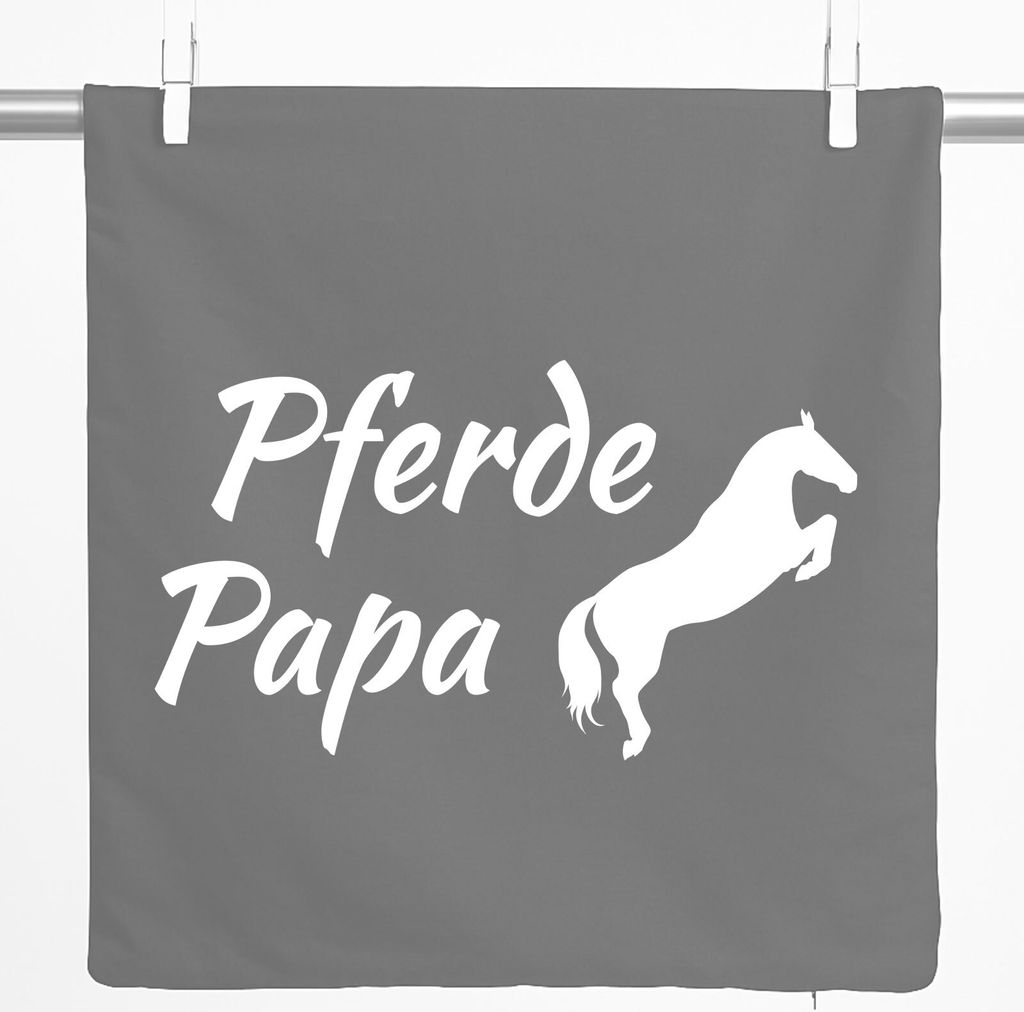Huuraa Kissenbezug Pferdepapa Silhouette 40x40cm Steel Grey Baumwolle Dekokissenbezug Geschenkidee