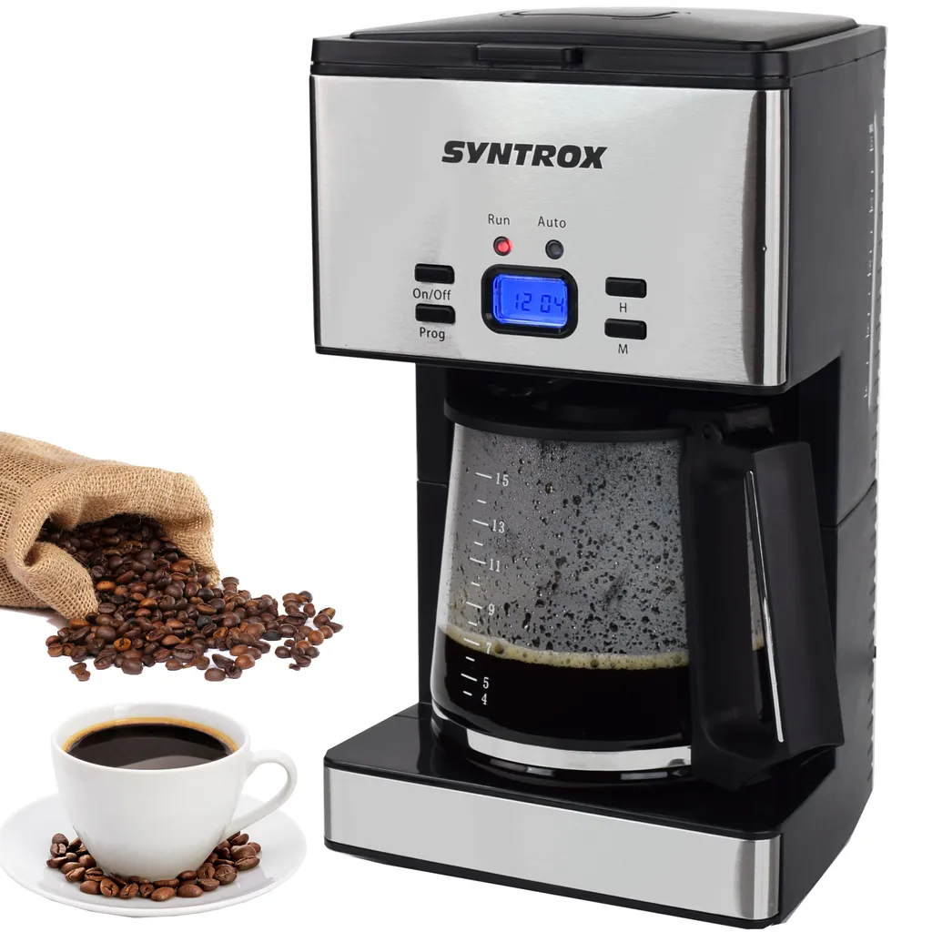 Syntrox 1.5L Macchina Caffè con Timer: Perfetta per Grandi Famiglie
