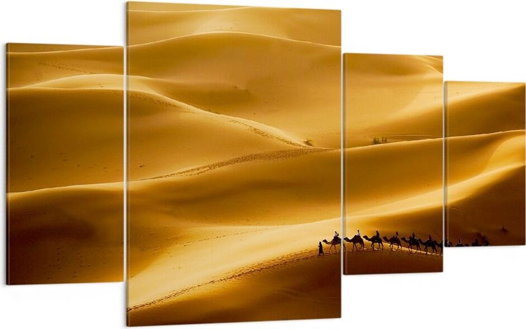 Bild auf Leinwand - Leinwandbild - Afrika Sahara Kamel Landschaft - 160x90cm - Wand Bild - Wanddeko - Leinwanddruck - Bilder - Kunstdruck - Wanddek...