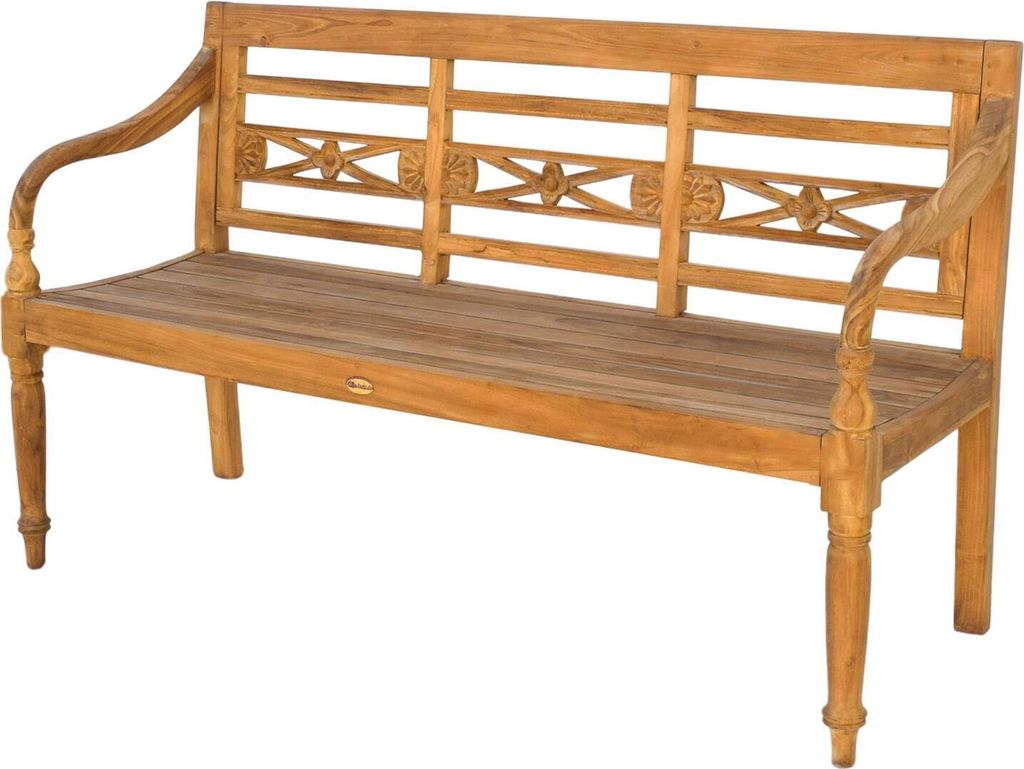 Teako Design Gartenbank Aoste Teakholz Massiv Wetterfest 150x50cm