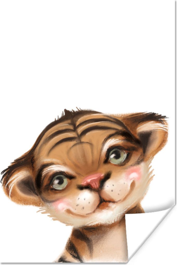 MuchoWow Poster Tiger - Tier - Weiß 20x30 cm - Papierdruck