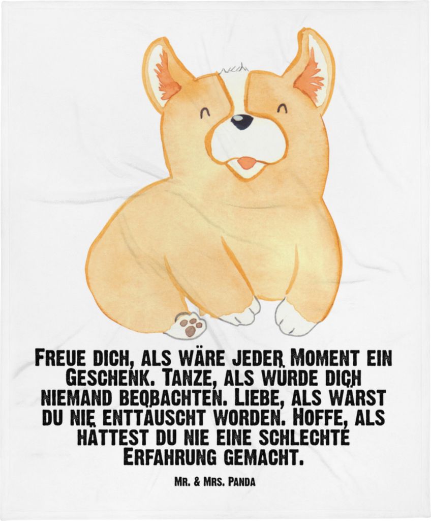 Mr. & Mrs. Panda Plaid Corgie - Weiß - Geschenk, Lebensfroh, Hund, Sprüche, Spruch, Fleecedecke, Schlummerdecke, Babydecke, Optimistisch, Schmuse...