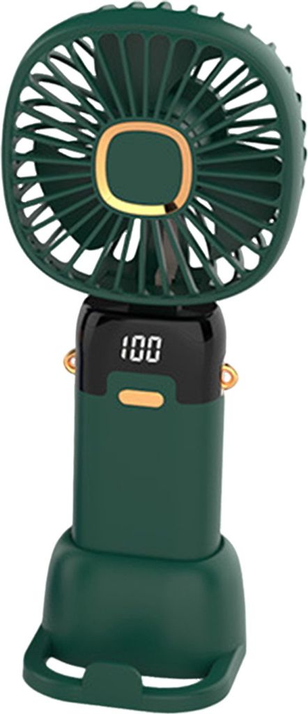 Tragbarer Handventilator mit Digitalanzeige, 90-Grad-Einstellung, 5 Geschwindigkeiten, geräuscharm, faltbares Design, persönlicher Ventilator