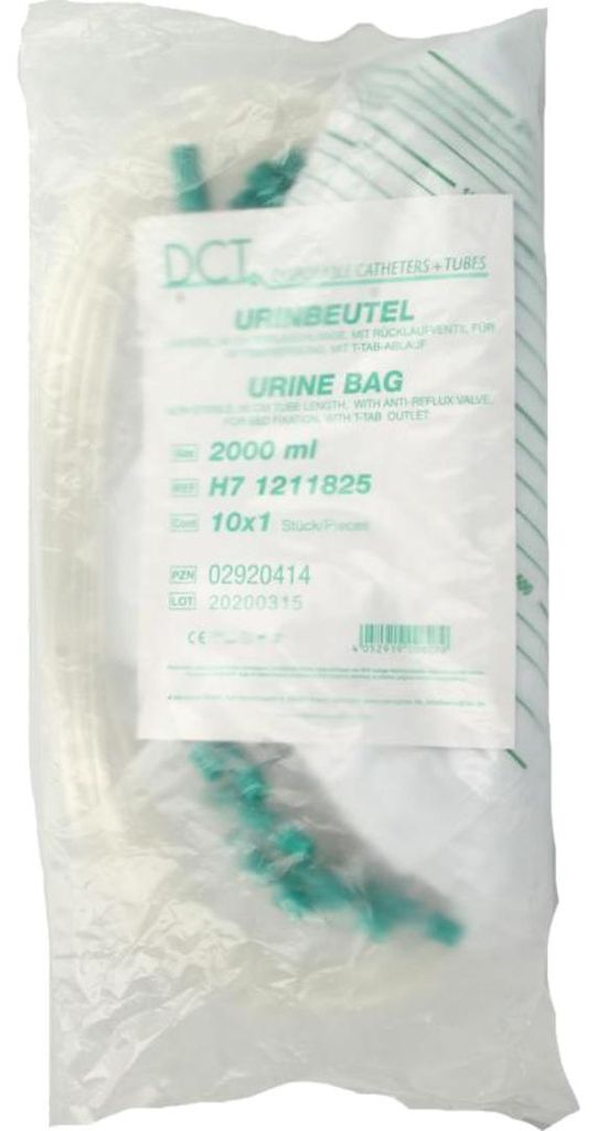 Urinbeutel, 2 Liter, 90cm Schlauch mit Rücklaufventil, Produktbild 