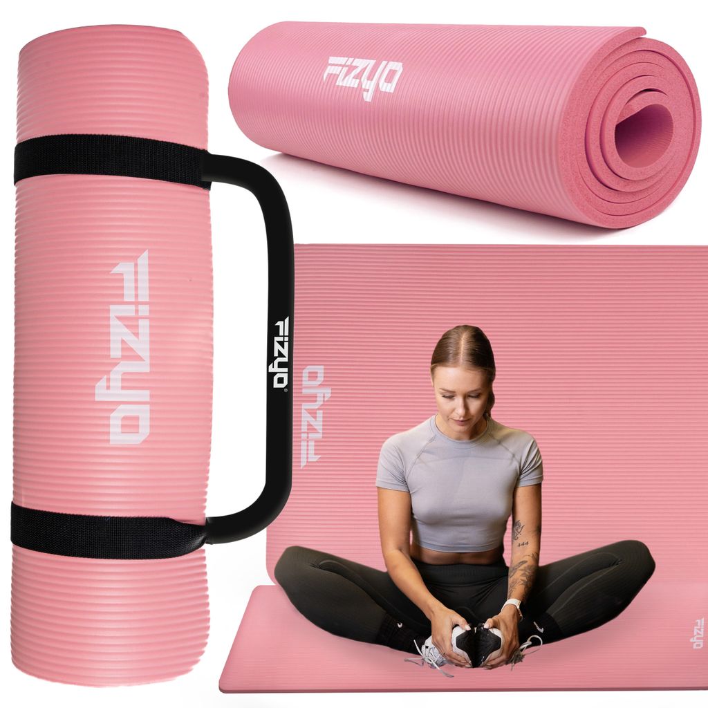 Fizyo Yogamatte Gymnastikmatte Fitnessmatte Trainingsmatte – rutschfeste Isomatte, extra dick aus NBR-Schaum, für Yoga & Fitness 190x60x1,5 cm Rosa