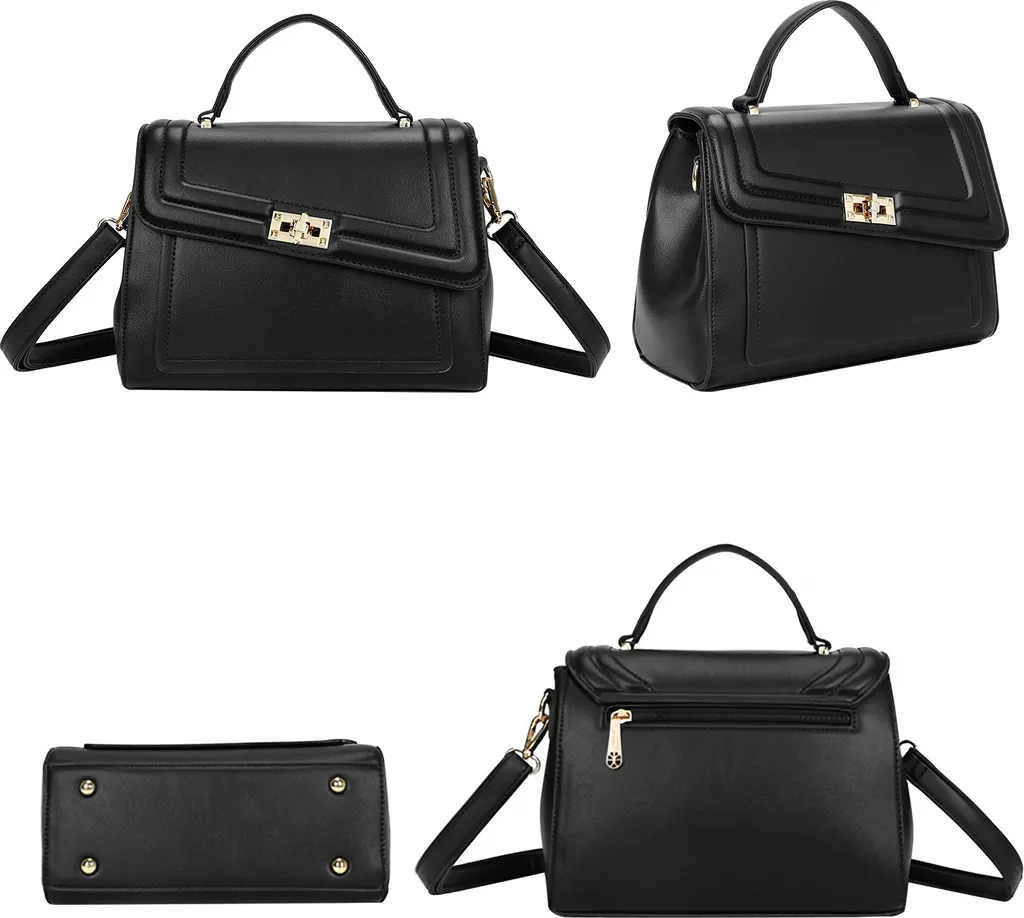 Borsa Donna Gallantry Nera Ecopelle - Tracolla Elegante Multitasche - 4