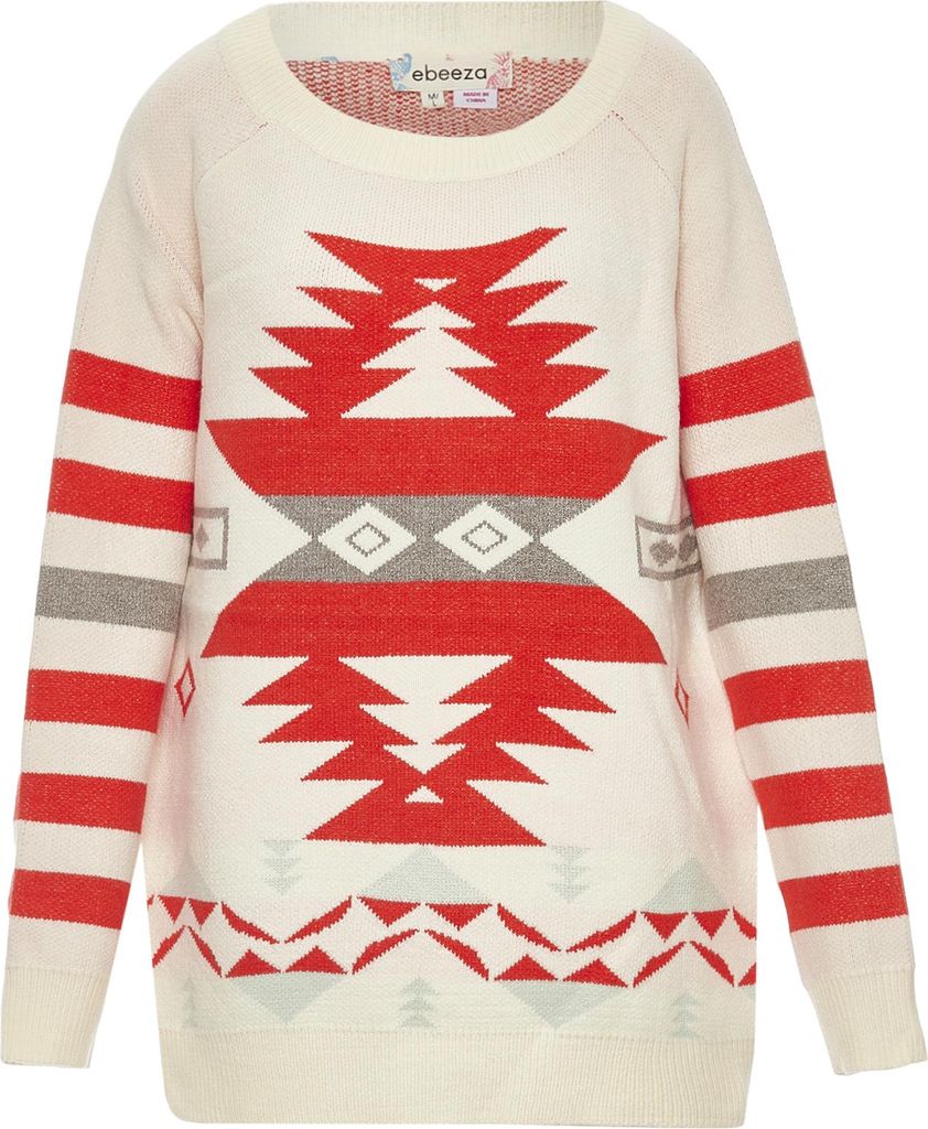 ebeeza damen pullover - wollweiss orange, XL/XXL