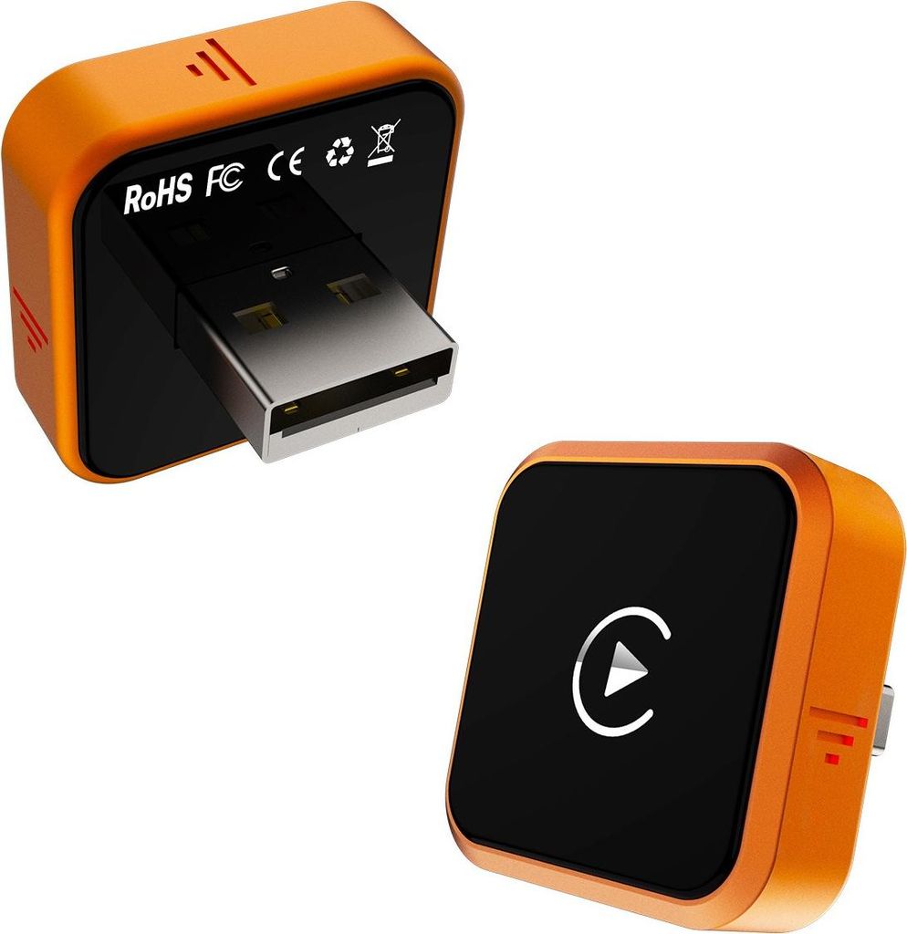 INF Kabelloser CarPlay Adapter: Kabelgebundene zu kabelloser Verbindung Orange