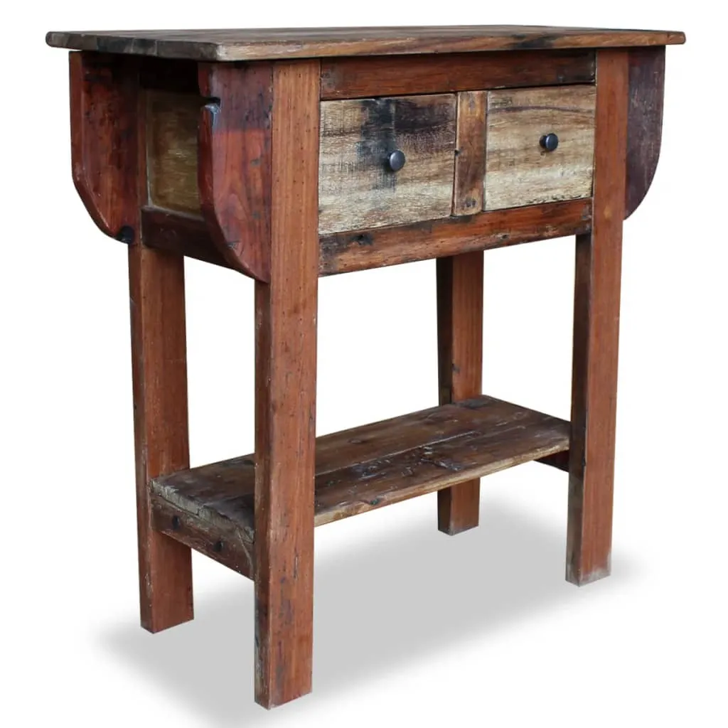 Table console en bois de récupération 80 cm - Meuble d'entrée rustique - 2
