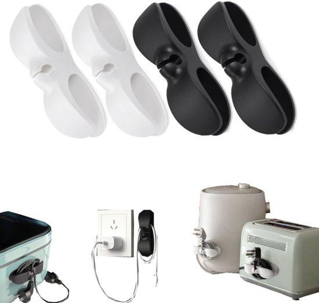 Kabelorganizer-Set - Selbstklebender Kabelhalter - Für Mauern, Kaffeemaschinen, Pfannen, Airfryer, Brotmaschinen und Reiskochern geeignet - 10,3*2...