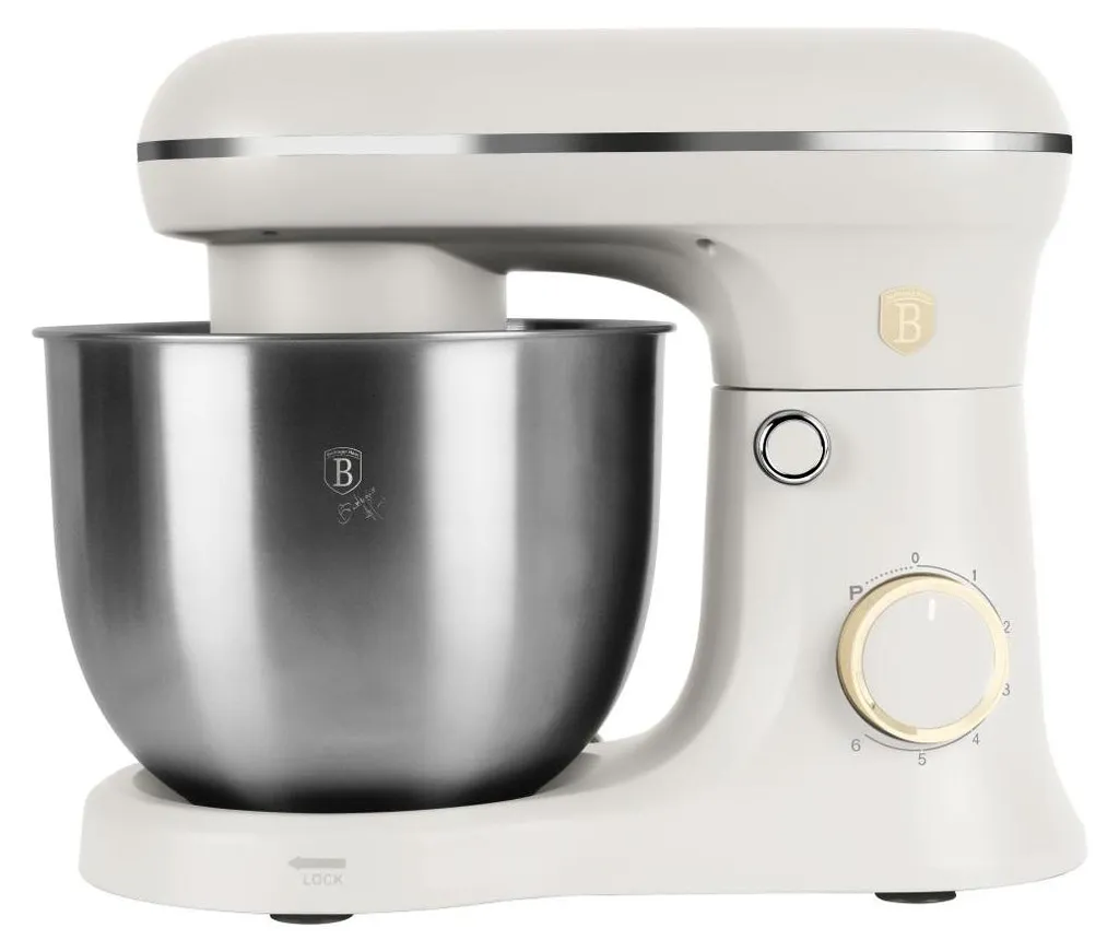 Robot Pâtissier Multifonction 5L Inox Silencieux 6 Vitesses Crème Mat