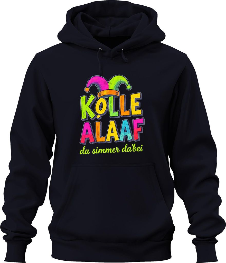 Kölle Alaaf da simmer dabei Köln Karneval Jeck Kostüm Party Uni Hoodie Kapuzenpullover, Navy, XL