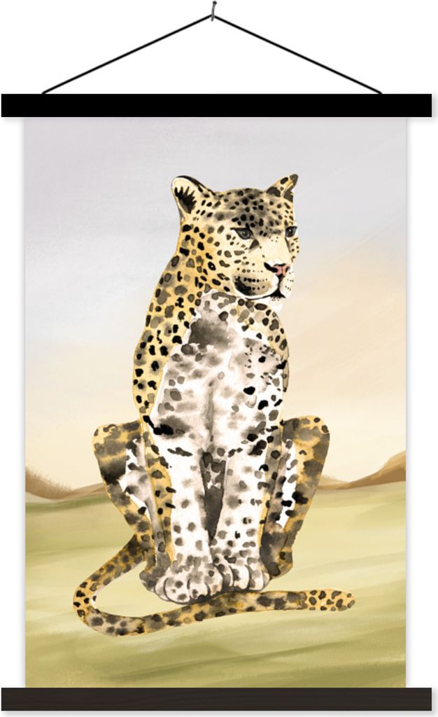 MuchoWow Textilposter Tiere - Dschungel - Leopard 40x60 cm mit schwarzem Rahmen - Wanddekorationen