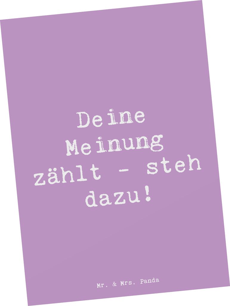 Mr. & Mrs. Panda spruchkarte Spruch Mutig zu Meinungen - Lavendeltraum - Geschenk, Zuversicht, Grußkarte, Deine Meinung zählt, Offenheit, Ansicht...