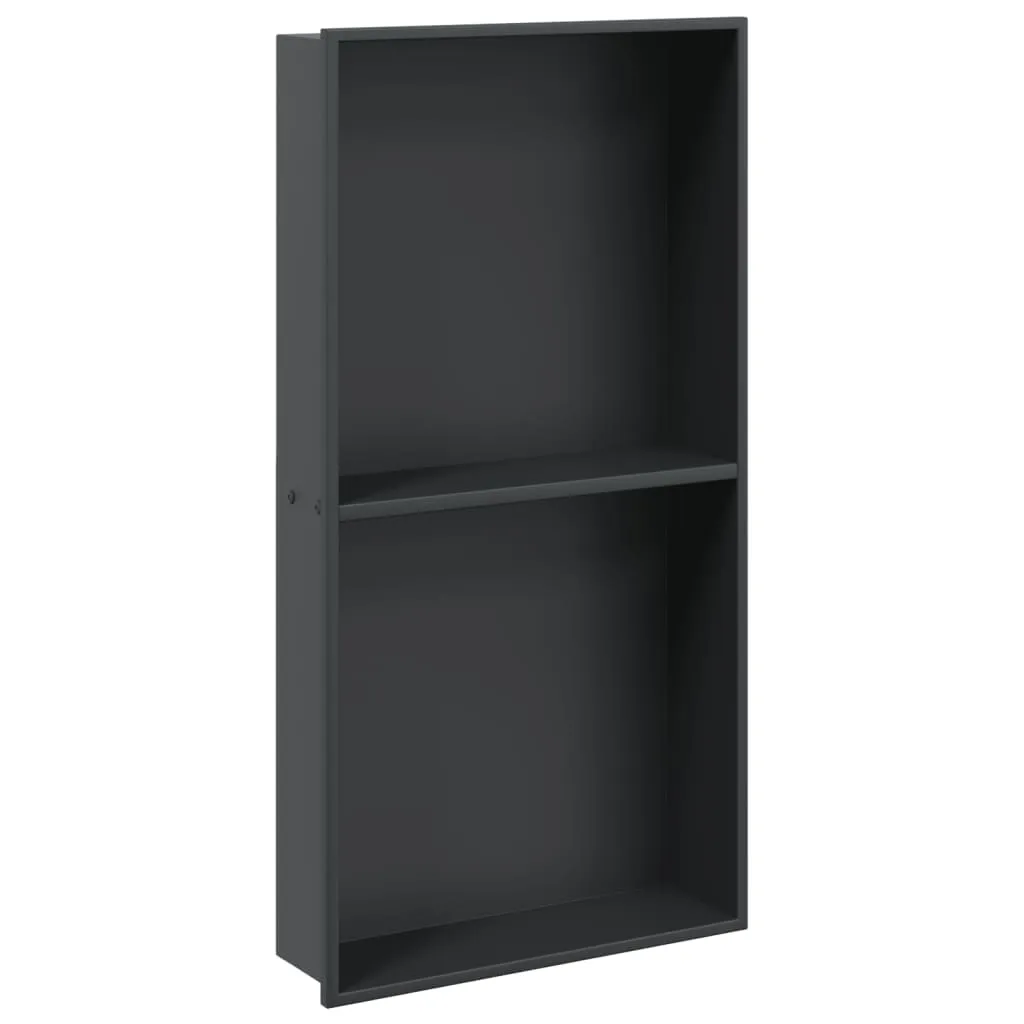 Niche de douche inox noir mat 32x62 cm étanche et résistante à la rouille
