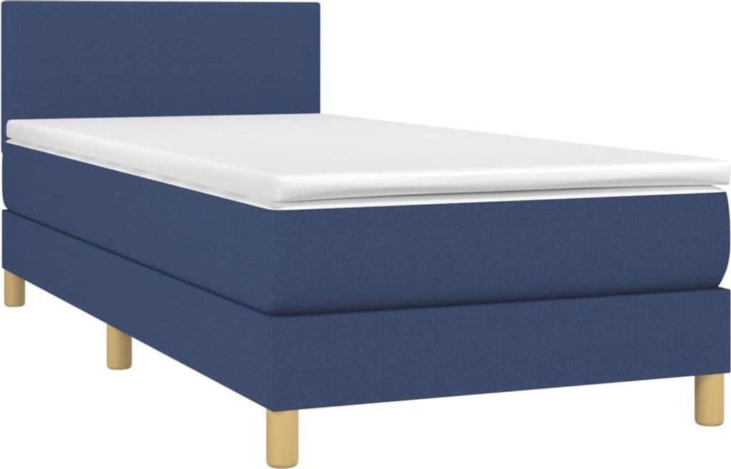 Boxspringbett mit Matratze Blau 90x190 cm Stoff