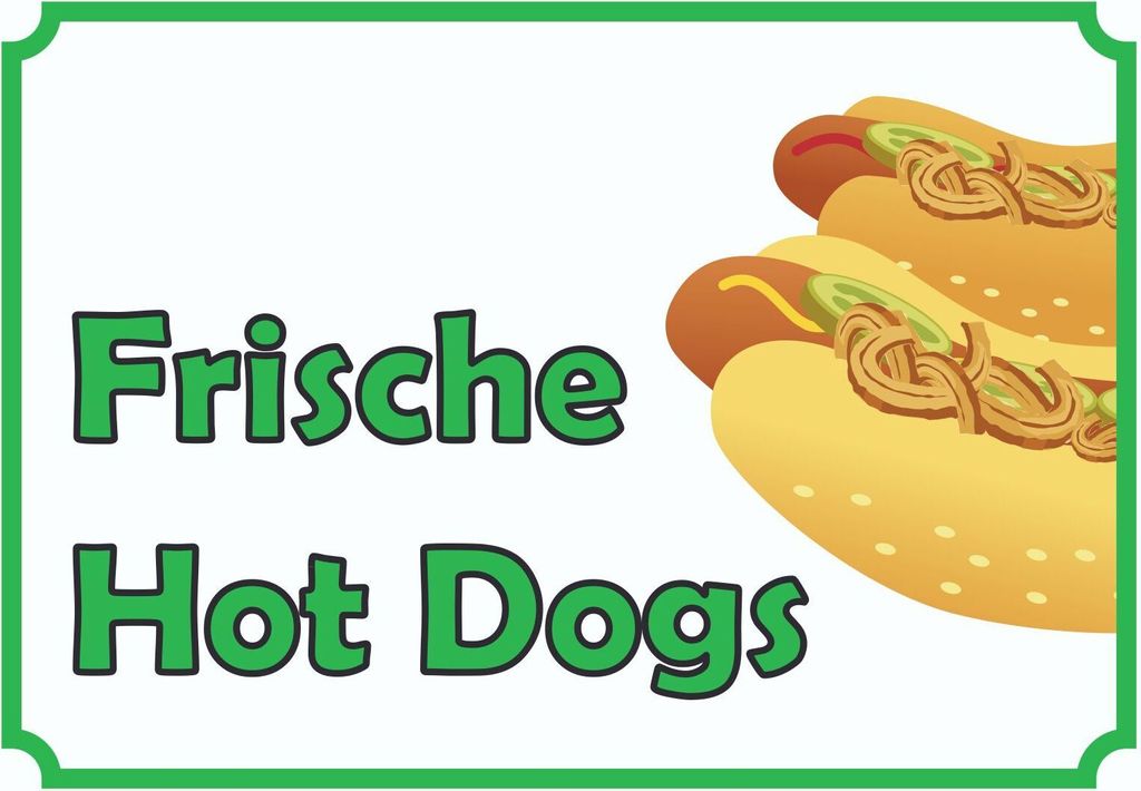 Frische Hot Dogs Schild A4 (210x297mm)
