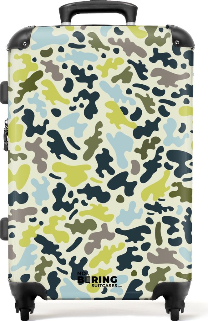 NoBoringSuitcases.com - Großer Koffer - Camouflage Kinderkoffer Junge - Reisekoffer mit 4 Rädern - Trolley auf Rädern 72 Liter - Rollkoffer gro...