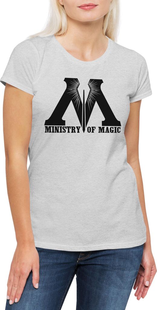 Urban Backwoods Ministry of Magic A1, Damen T-Shirt, Farbe: Hellgrau, Größe: XL