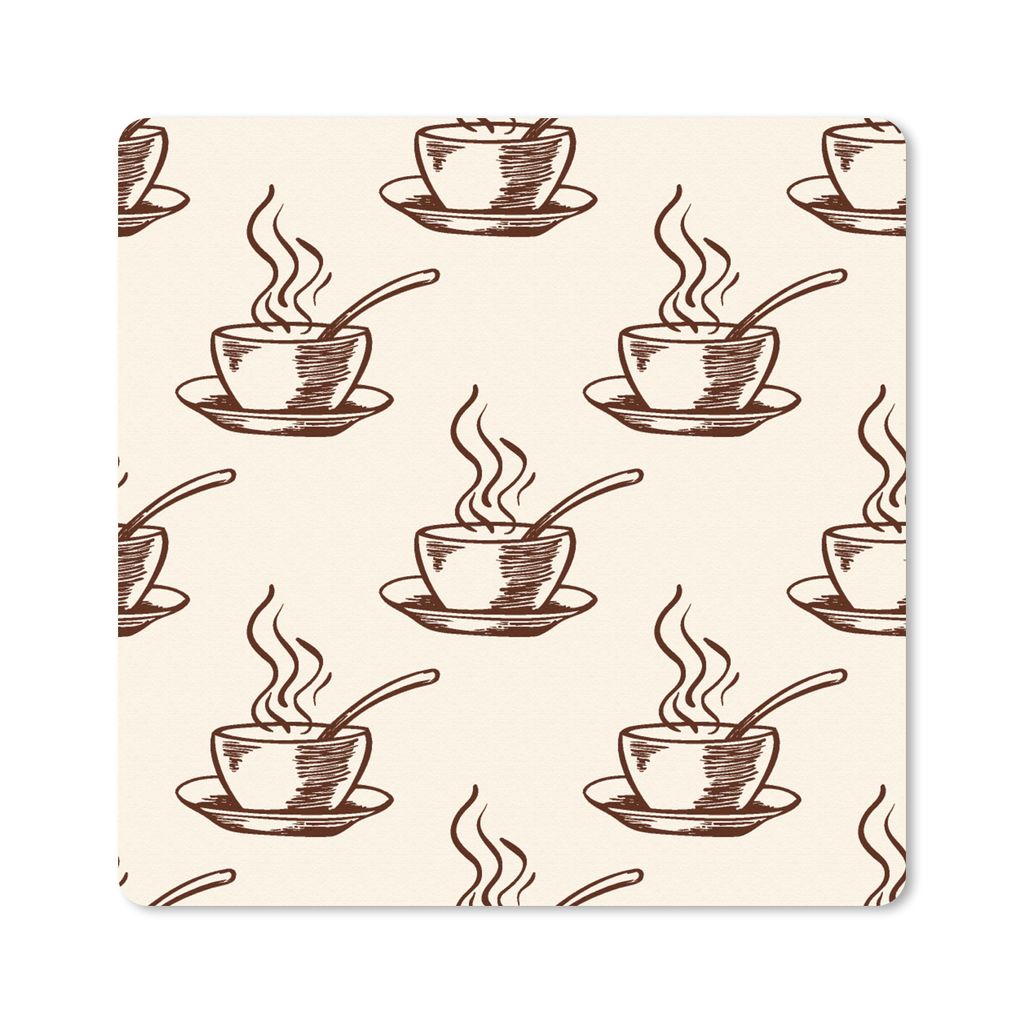 MuchoWow Mauspad Mousepad Muster - Vintage - Kaffee 30x30 cm - Mousepads - Maus Mat - Pad - Mausunterlage - Gaming