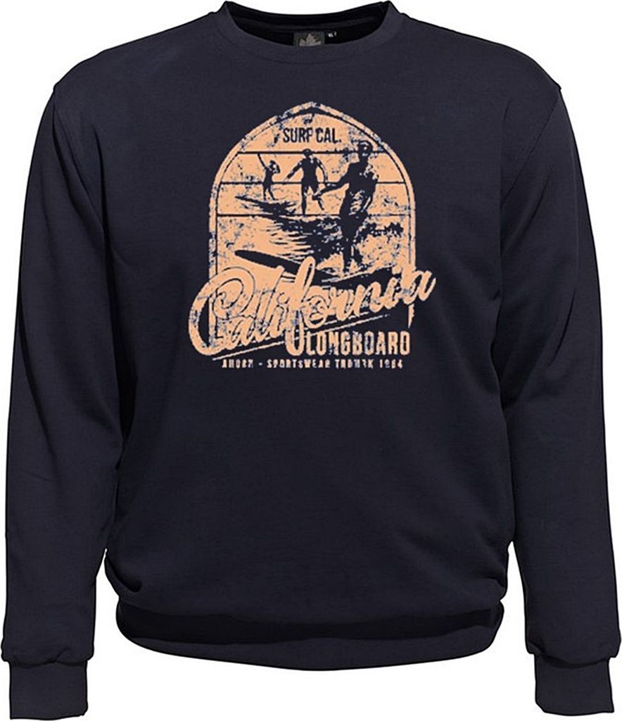 Übergrößen Sweatshirt AHORN SPORTSWEAR California Longboard beige Navy 5XL