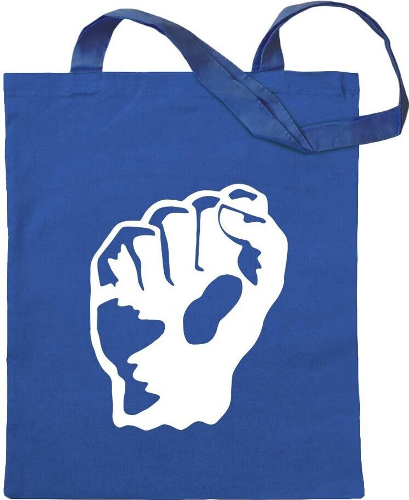 Kiwistar - Baumwolltasche - royalblau - Faust - Freiheit - Kampf - Sieg - Tragetasche Stoffbeutel Umhängetasche Langer Henkel