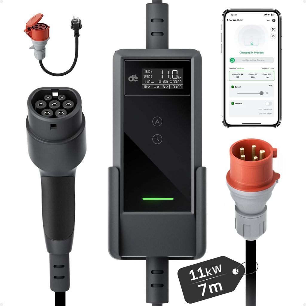 Przenośna ładowarka wallbox dé EV 11kW Typ 2 na siłę 7m app Zdjęcie produktu 