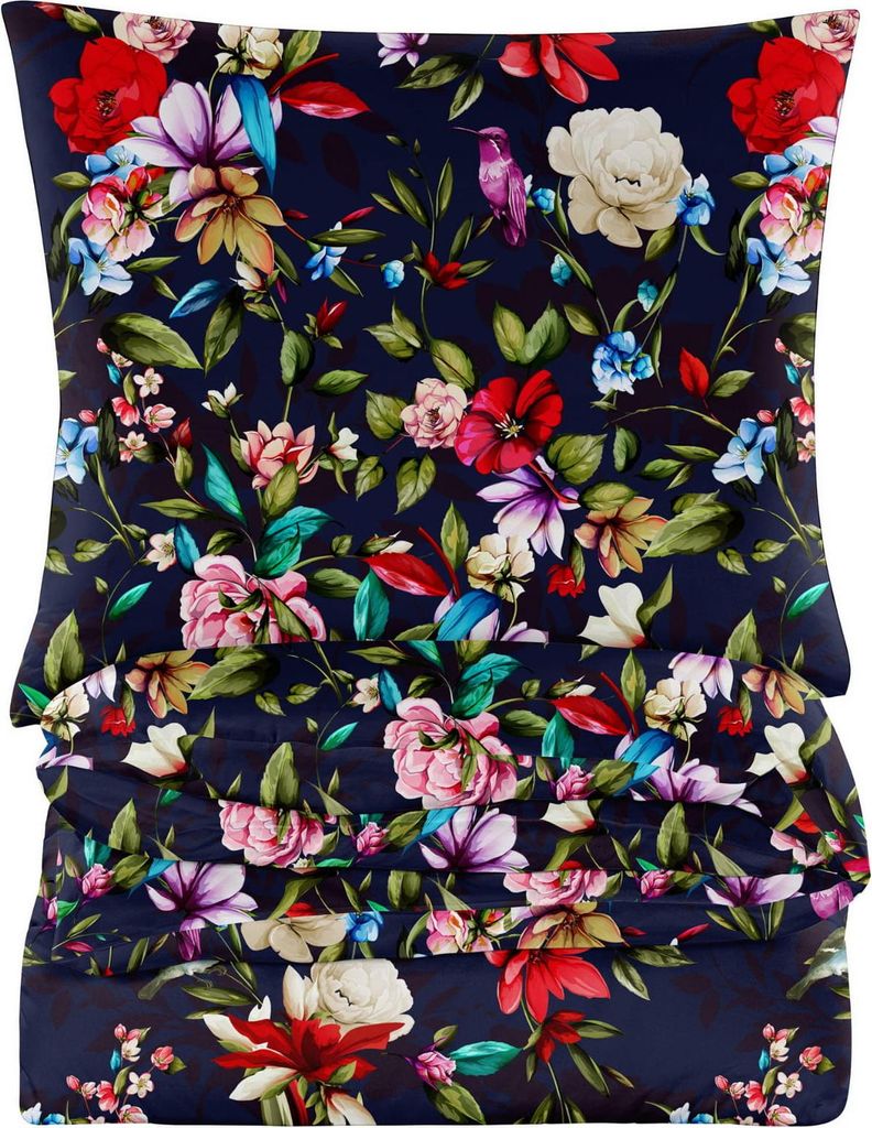 Biancheria da letto in cotone, 140x200 cm, motivo floreale Immagine del prodotto 