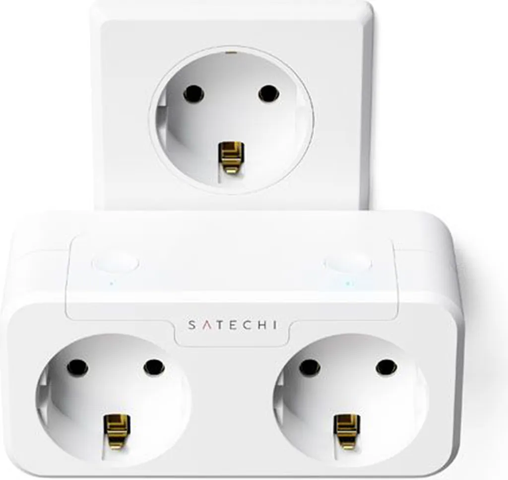 Satechi SmartPlug Duo Blanc : Prise Double Connectée pour Apple HomeKit