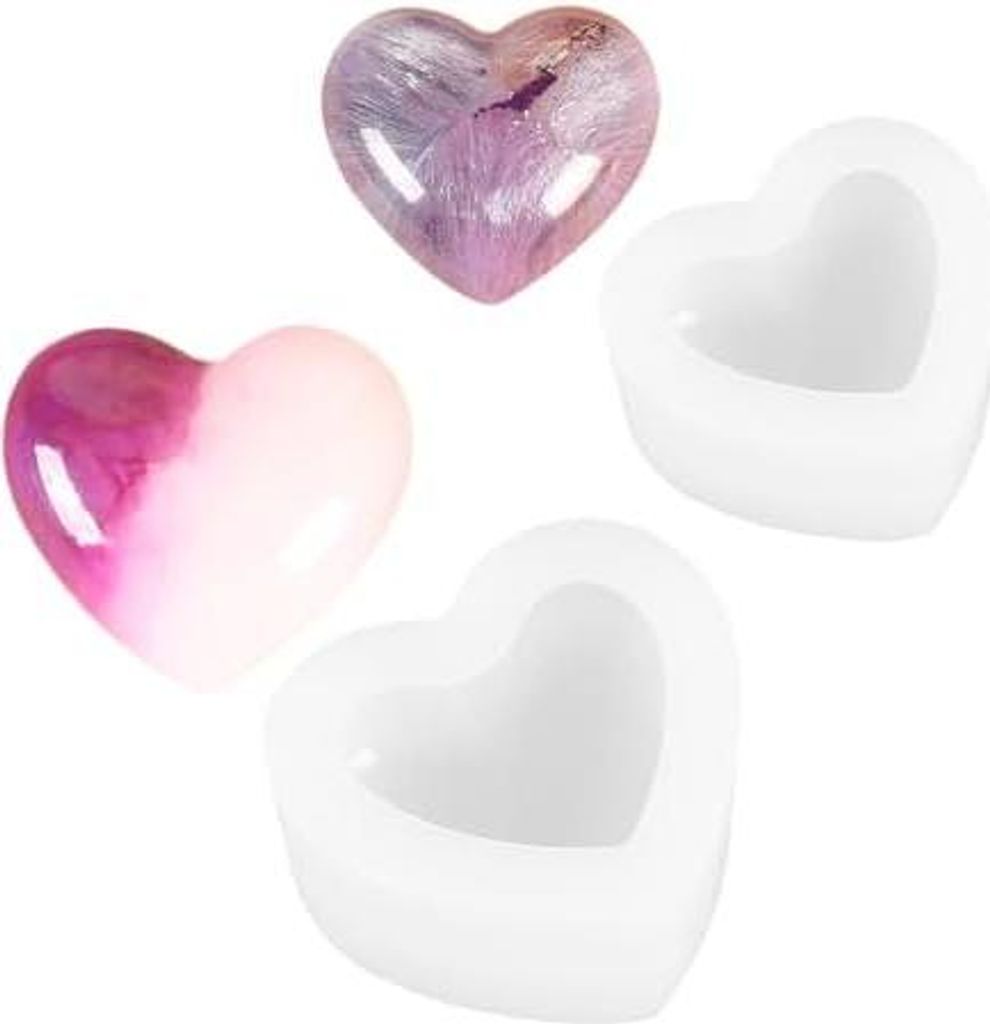 Kerzenformen 2 Stück Liebe Herzform Silikonform Silikonform Kerzenhalter 3D Herz Silikon Seifenform für DIY Handgemachte Seifen-Fertigkeiten Tabl...