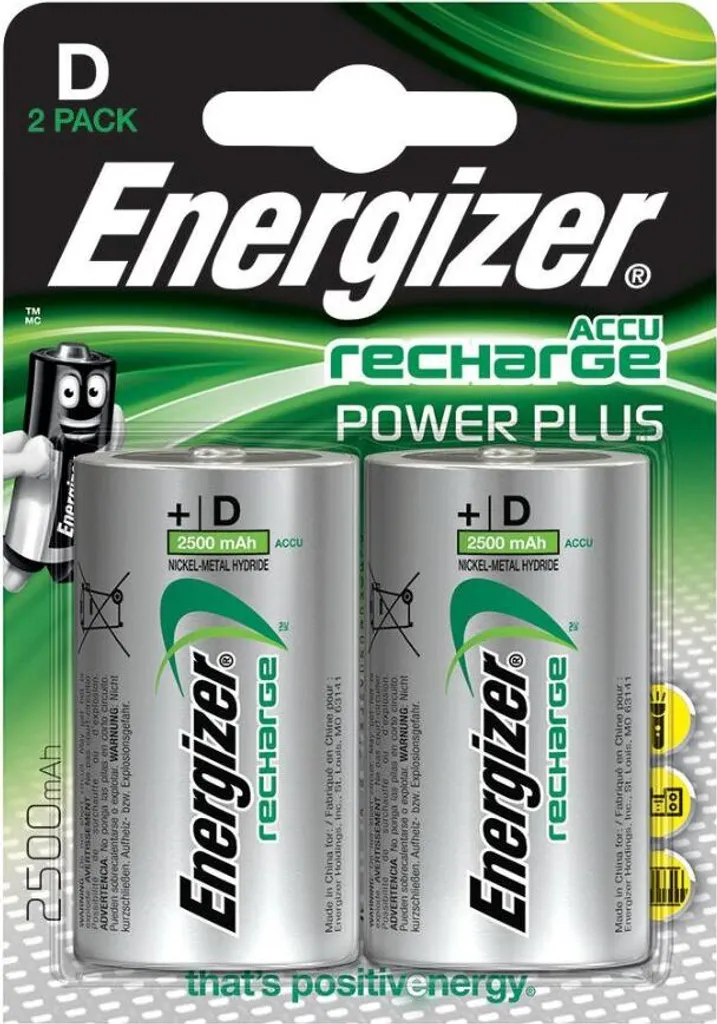 Piles Rechargeables D pour Radio et Lampe Torche Energizer - Pack x2