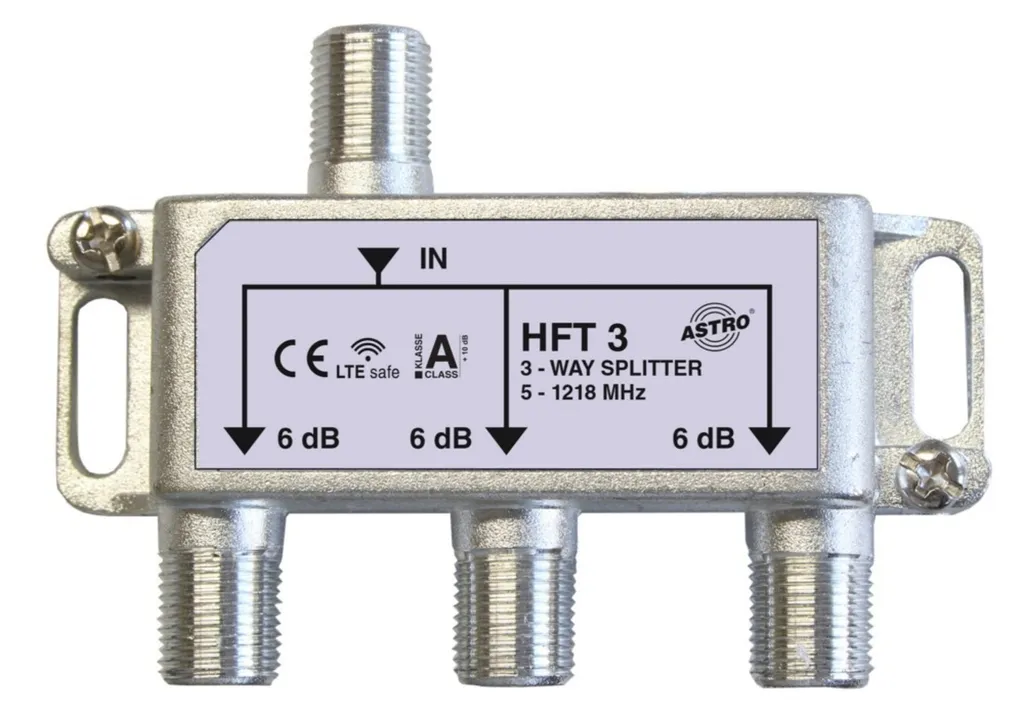 Splitter Triple 6dB 5-1218MHz HFT avec 3 Prises et Distributeur Coaxial