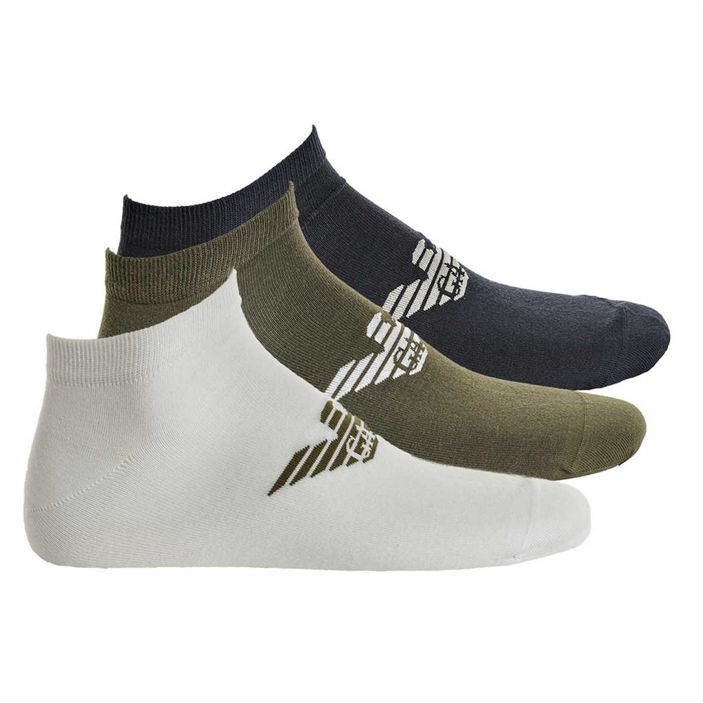EMPORIO ARMANI Herren Sneakersocken, 3er Pack - großes Logo