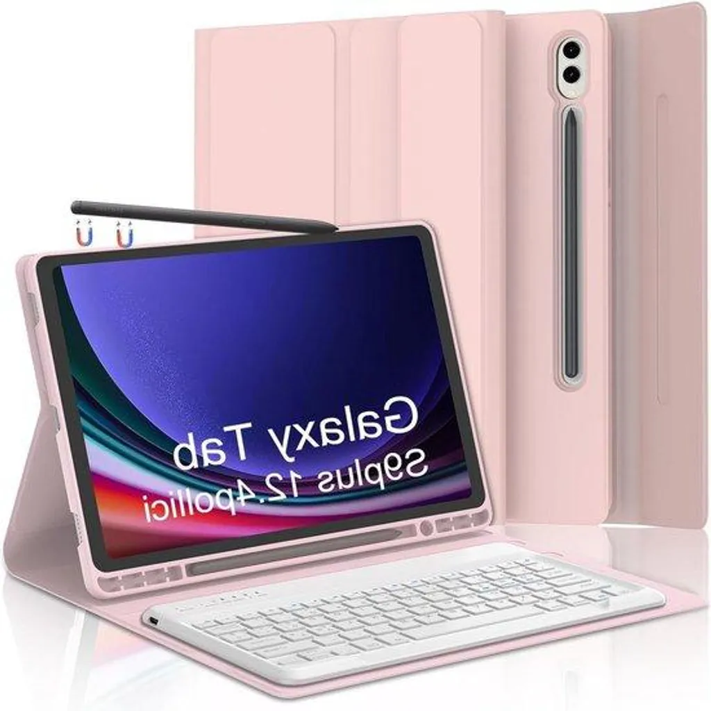 Clavier Magnétique Détachable pour Tablette 12,4 Pouces Rose Gold
