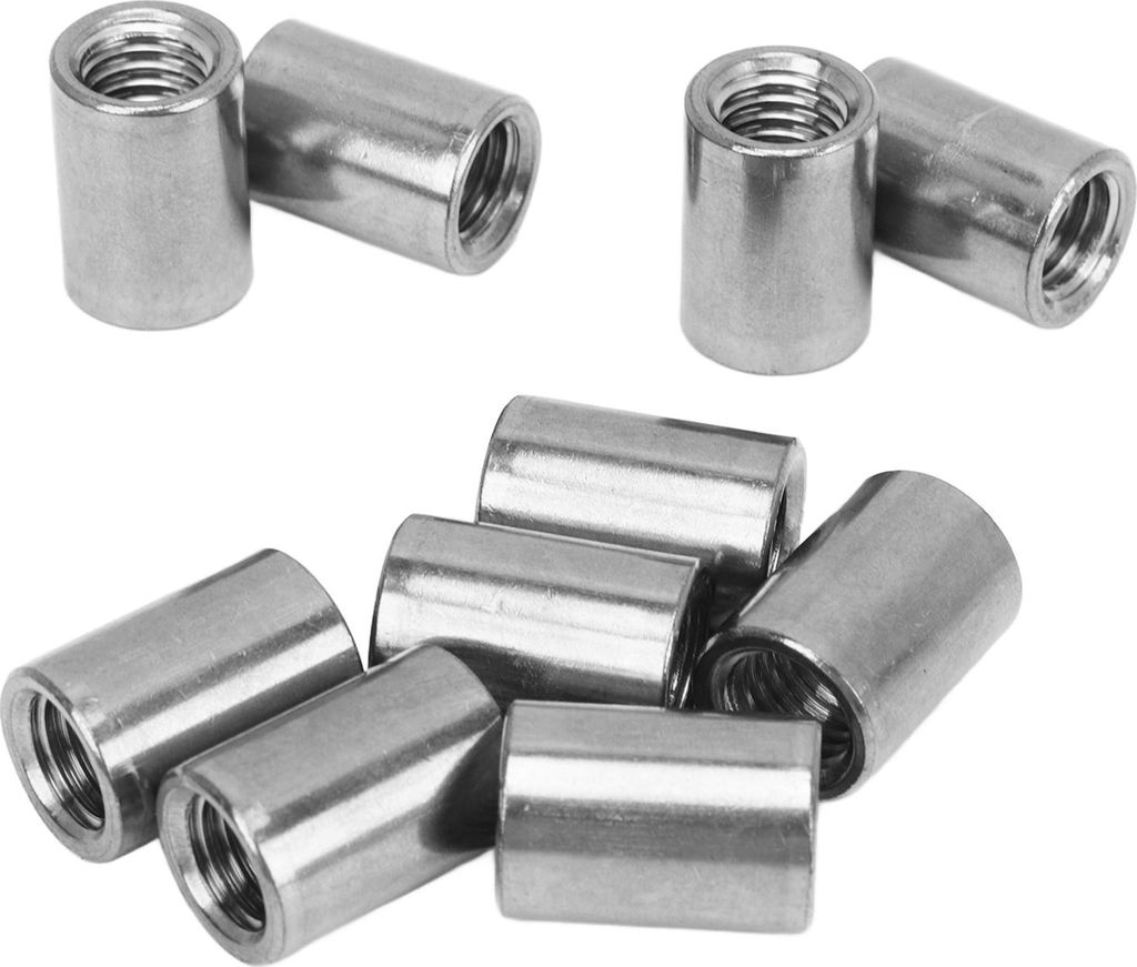 10 Stück runde Verbindungsmuttern aus Edelstahl 304 mit Innengewinde, zylindrische Kupplungsmuttern für Reparaturen