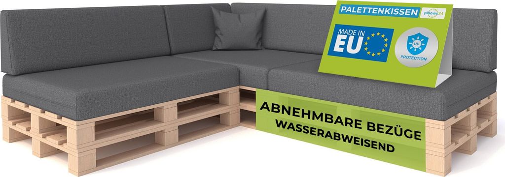 Pillows24 - Palettenkissen mit abnehmbarem Bezug - 8ER SET Produktbild 