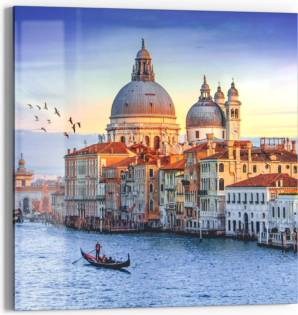 DEQORI Glasbild Acryl 50x50 cm 'La Serenissima am Abend' Wandbild Bild modern Deko