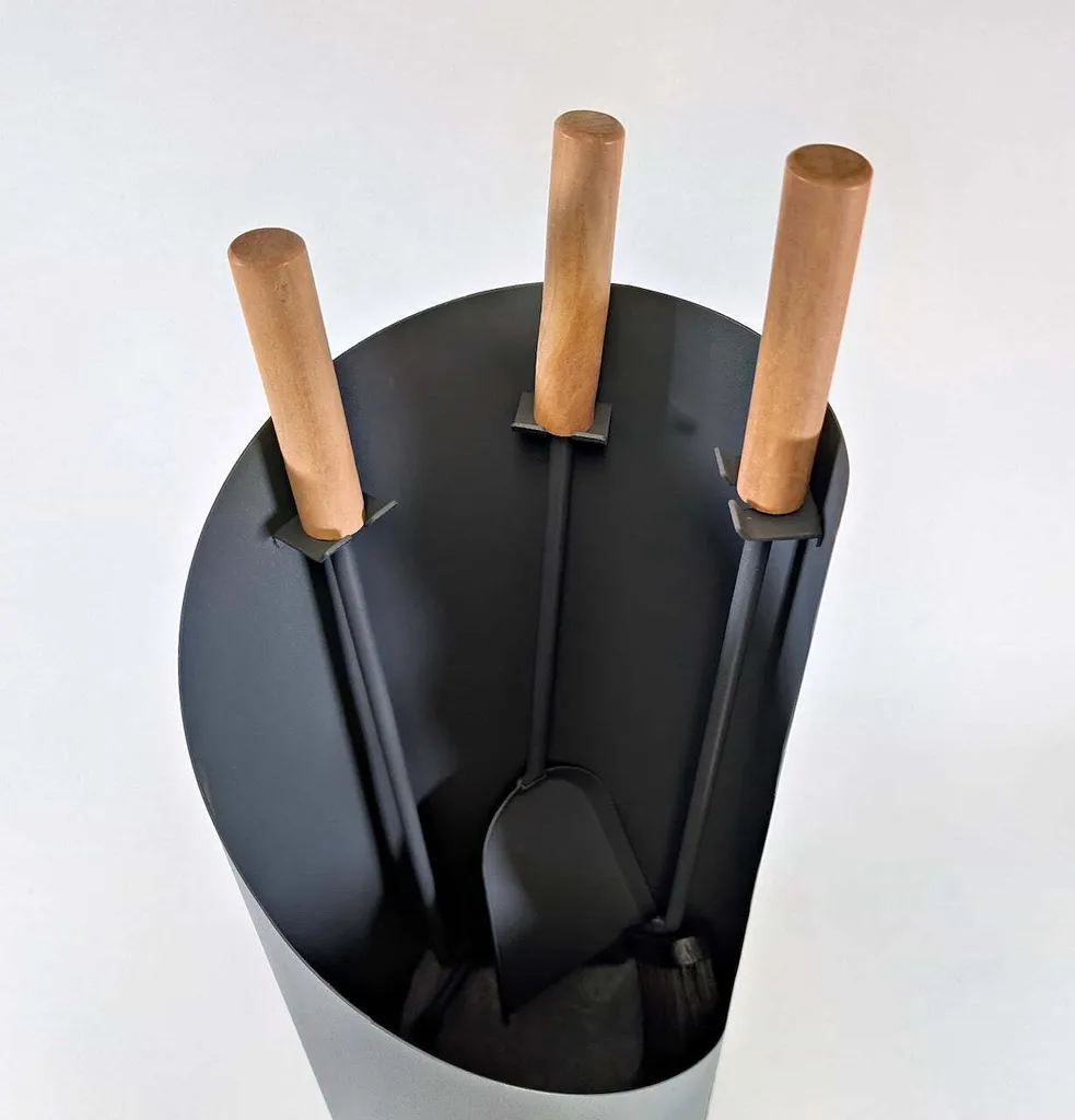 Set Camino 3 Pezzi con Supporto Wave - Grigio e Legno