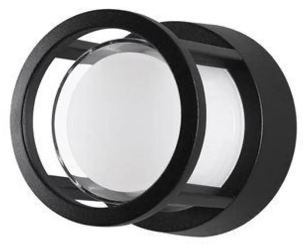 Applique extérieure IP54 aluminium noir AGOSTO LED 6W diffuseur acrylique