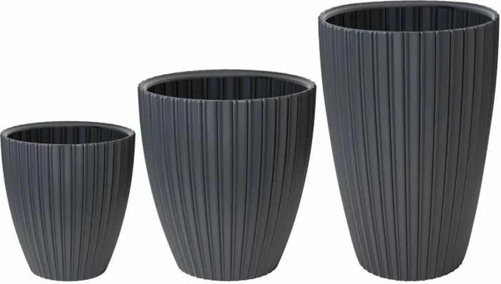 Pot de Fleur Anthracite Fancy 40 cm - Idéal pour Terrasse et Balcon