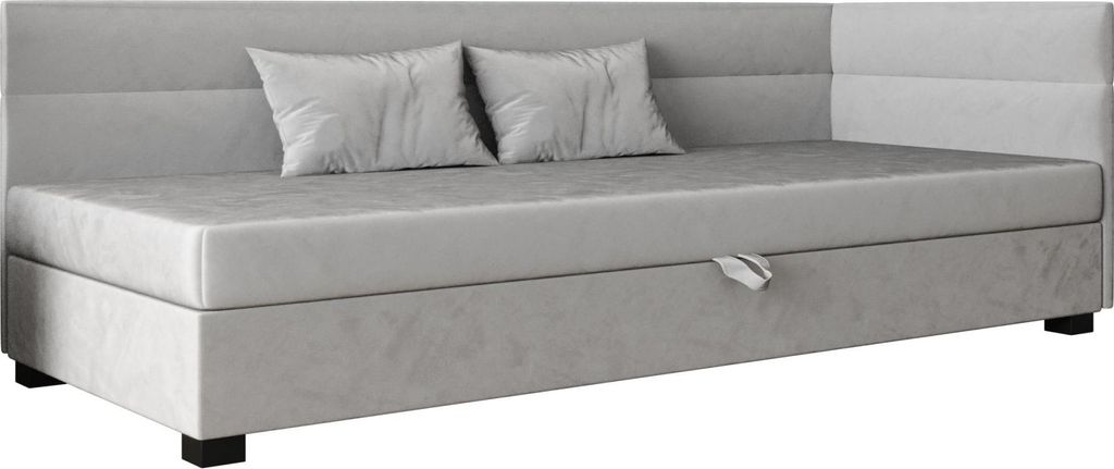AURA SOFA Boxspringbett MARCO PLUS 90x195 Komplett-Set mit Bonell Matratze, Polsterbett mit Bettkästen - Grau, MONOLITH 84