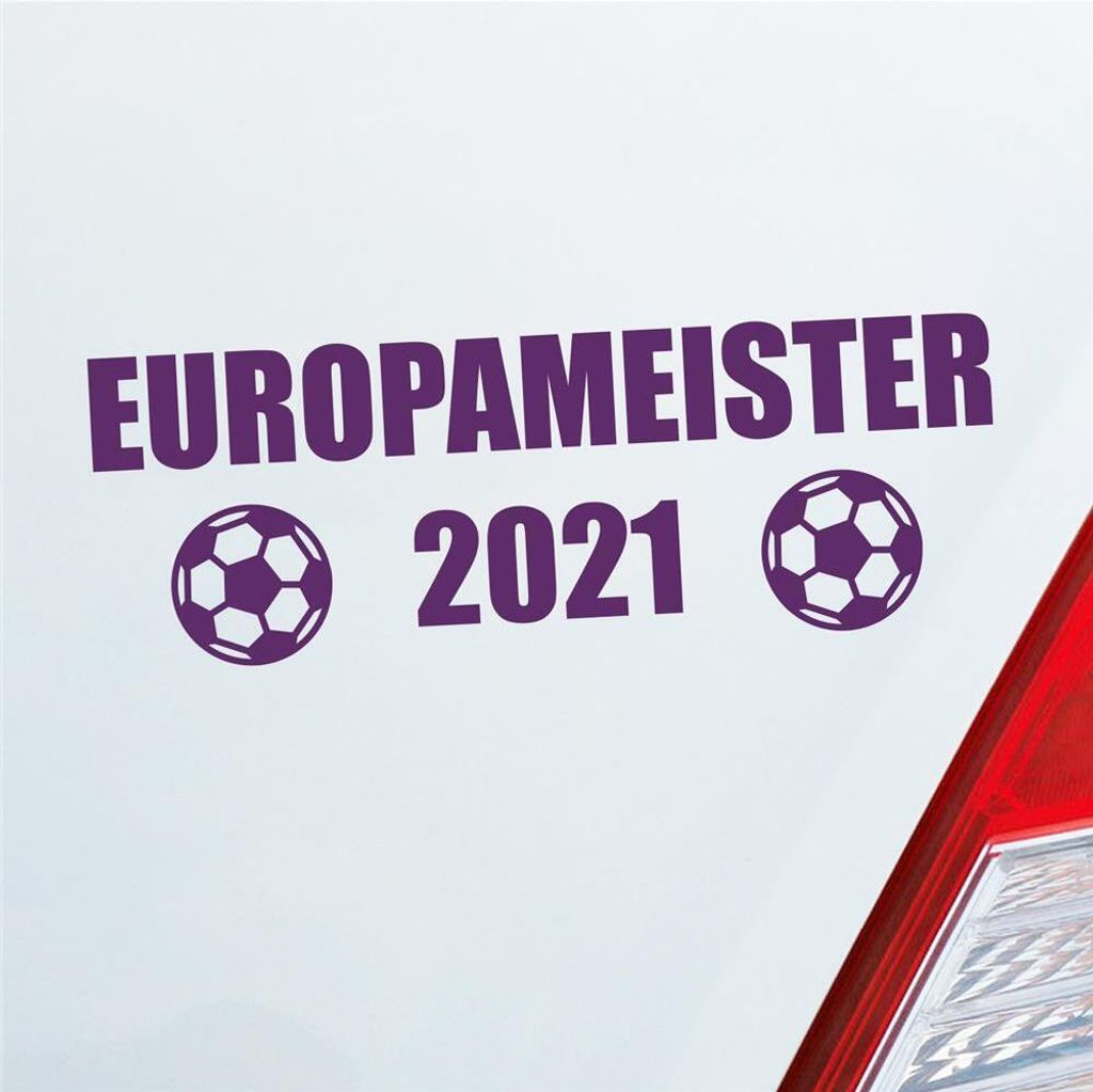 Auto Aufkleber Fußball Europameister 2021 Ball 19x7 cm Lila Sticker Heckscheibenaufkleber