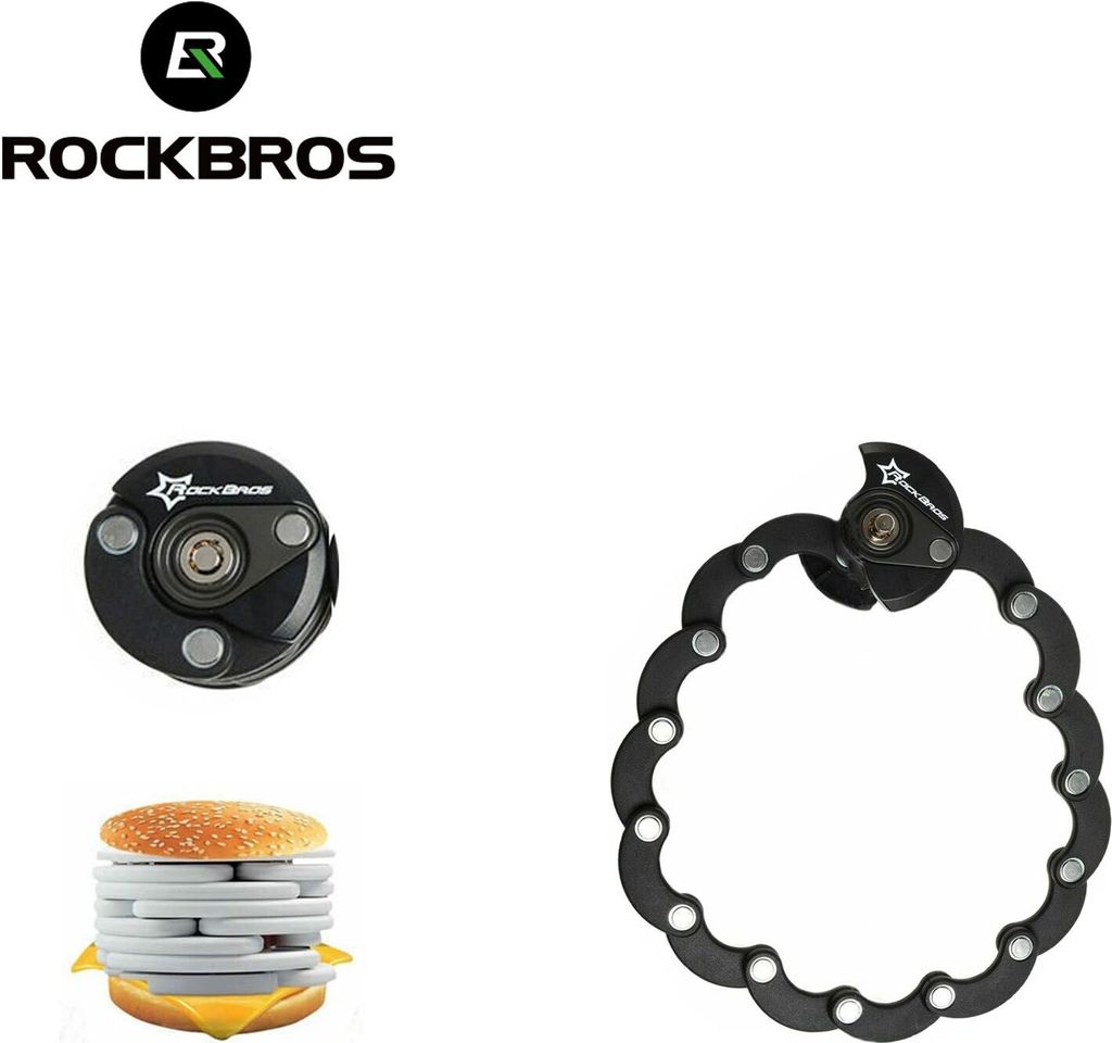 ROCKBROS Faltbares Kettenschloss Für Fahrräder – Anti-Diebstahl, Kompakt & Leicht Mit 65 Cm Länge, Schwarz