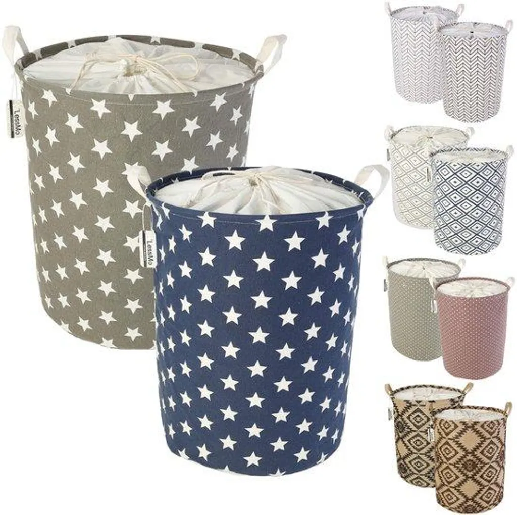 Panier à linge en coton imperméable lot de 2 - Corbeille de tri 45 cm
