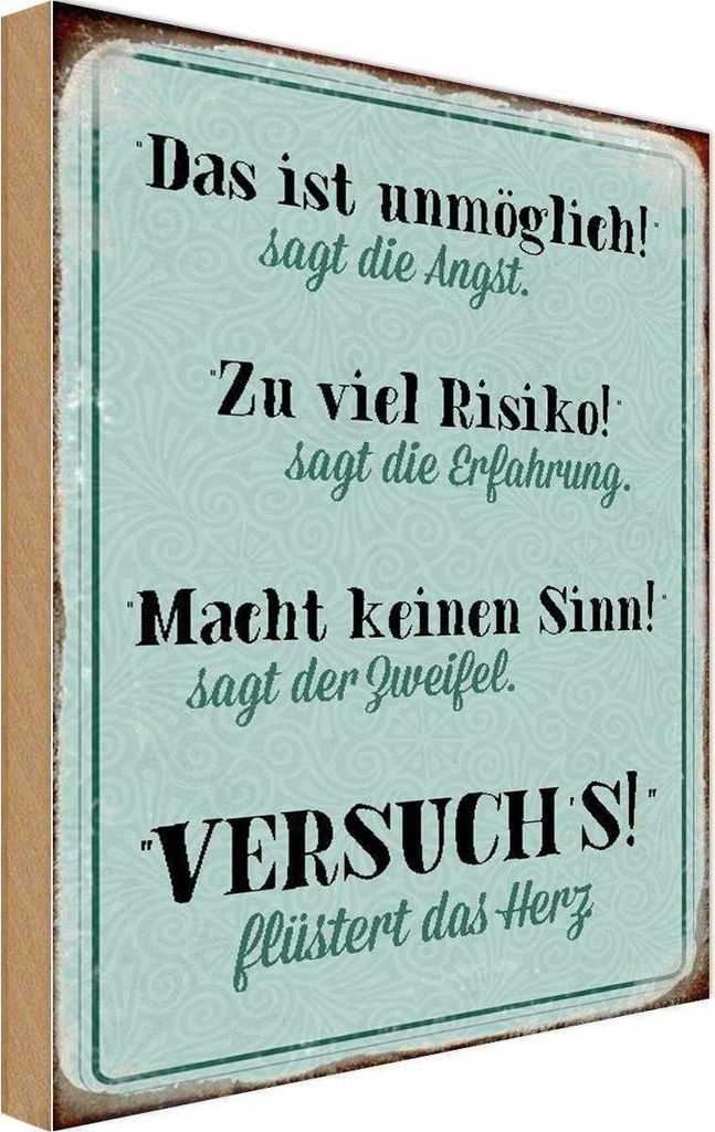 vianmo Holzschild 18x12 cm Angst Erfahrung Zweifel Herz Dekoration