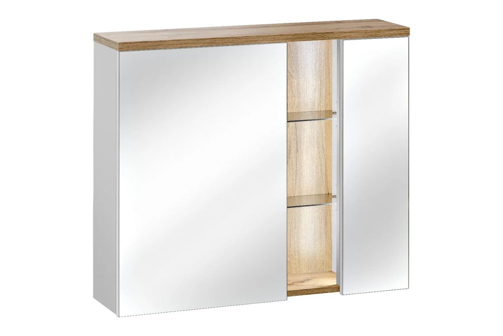 Comad Spiegelnderschrank 80 cm LED-Beleuchtung Bahama Weiß
