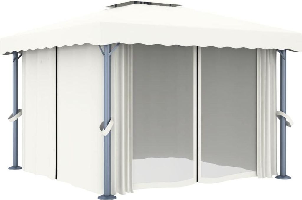 vidaXL Pavillon mit Vorhang 3x3 m Cremeweiß Aluminium Produktbild 