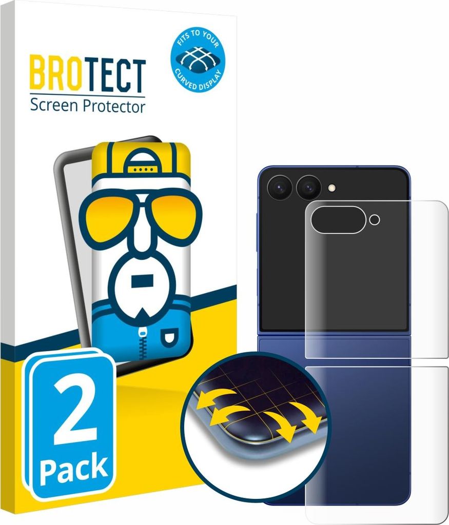 2x BROTECT Fullscreen Schutzfolie für Samsung Galaxy Z Flip 7 (Rückseite) Displayschutz Folie Fullcover Klar Transparent